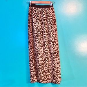 H&M Leopard Print Double Slit Sheer Maxi Skirt